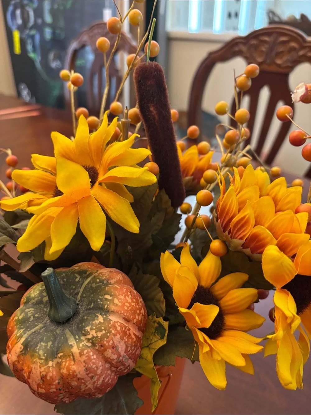Autumn Harvest Sunflower & Pumpkin Arrangement - Orange